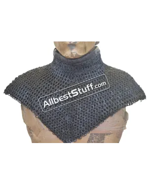 Medieval Chainmail Collar padded Collar Riveted Flat Rings